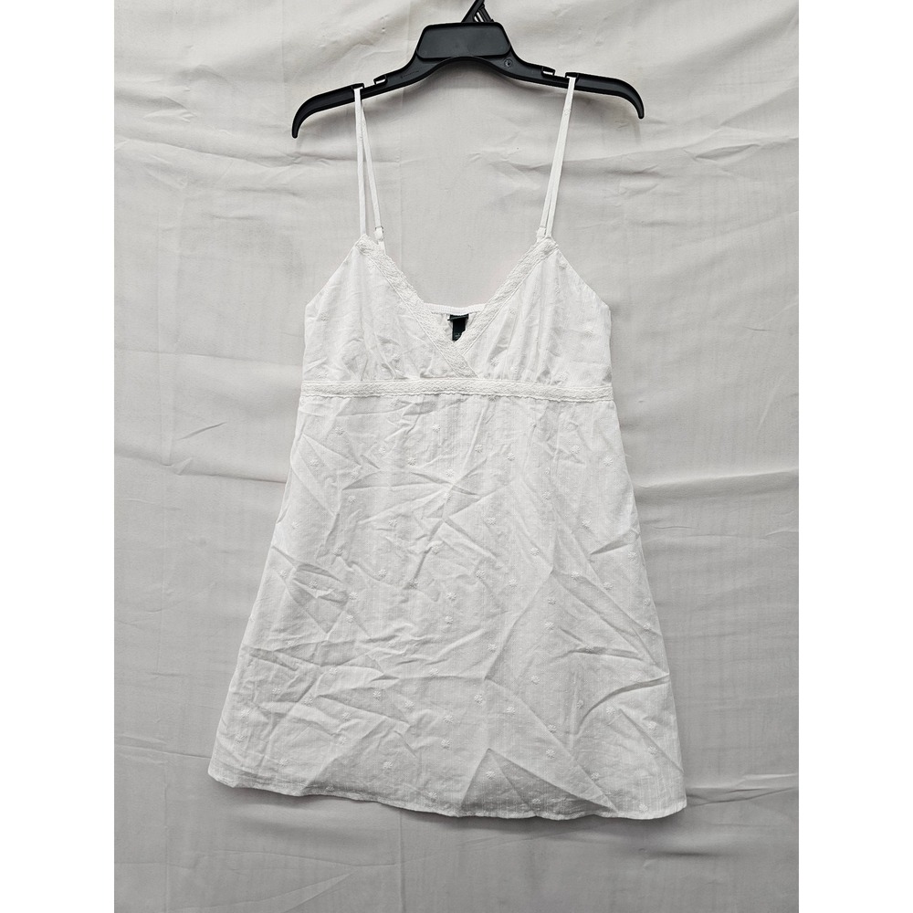 Wild Fable Womens Swiss Dot Lace Trim Mini Dress White Cotton Size Large